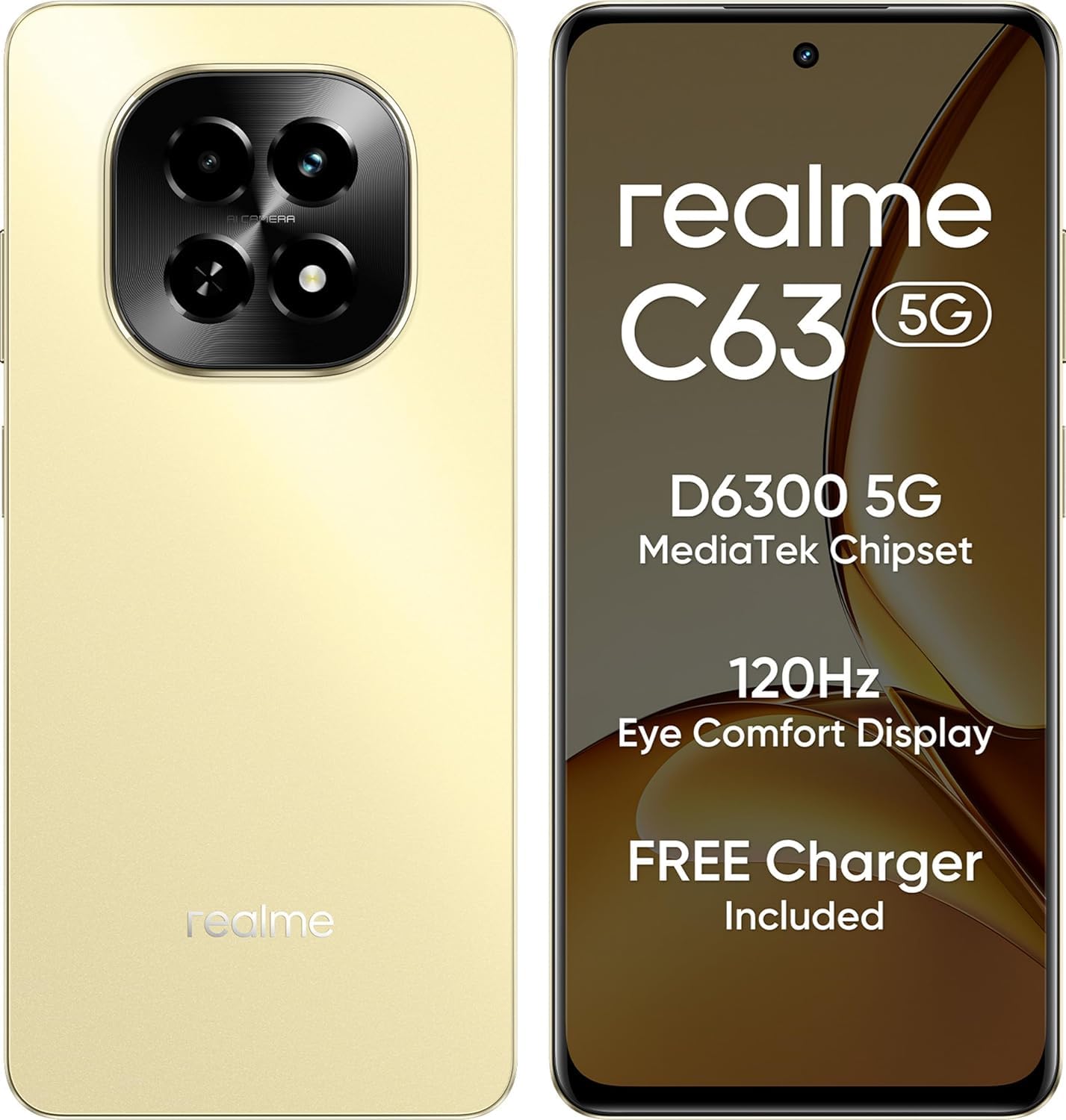 realme C63 5G Smartphone 4+128GB JStarry Gold, 6.74-inch Screen